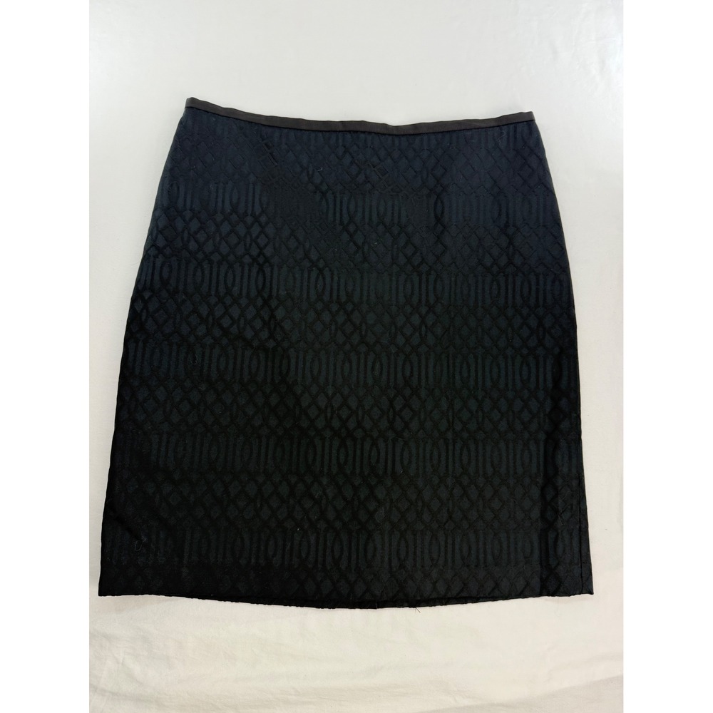 J.McLaughlin Black Geometric Jacquard Pencil Skirt Womens Size 8 Made in USA